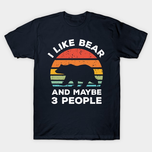 I Like Bear and Maybe 3 People, Retro Vintage Sunset with Style Old Grainy Grunge Texture T-Shirt by Ardhsells